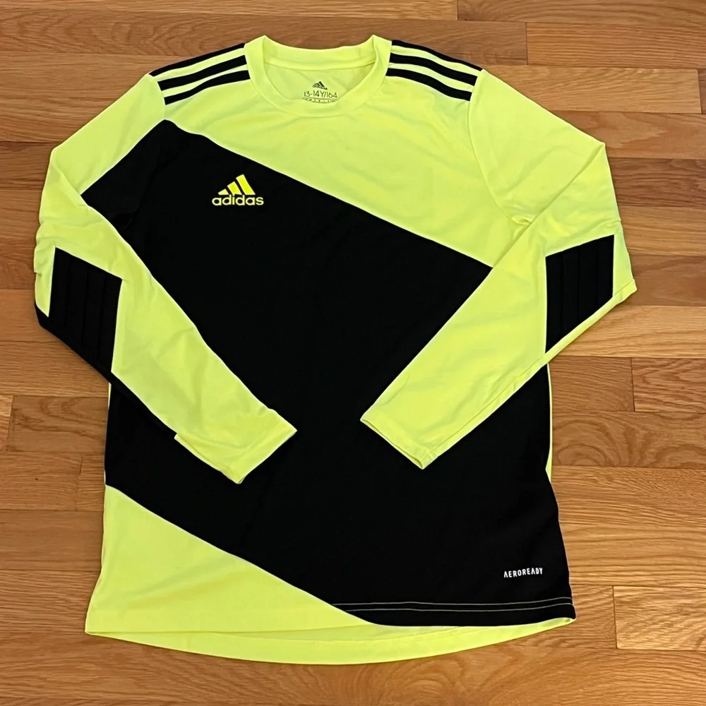 Adidas Boy's goalie shirt Neon Yellow and Black Long Sleeve - Picture 1 of 3